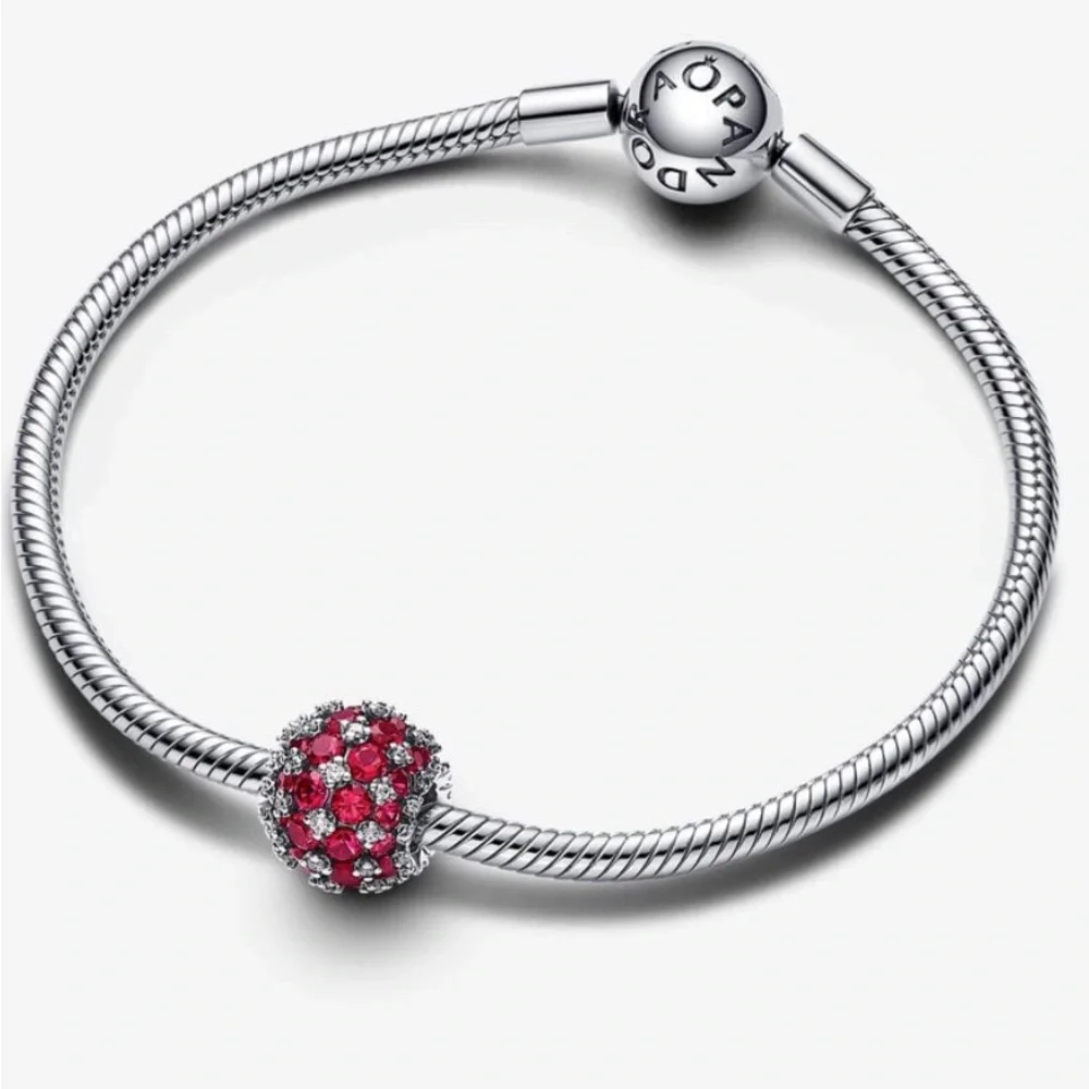 PANDORA Sparkling Pavé Round Pink Charm w/box - Picture 9 of 11